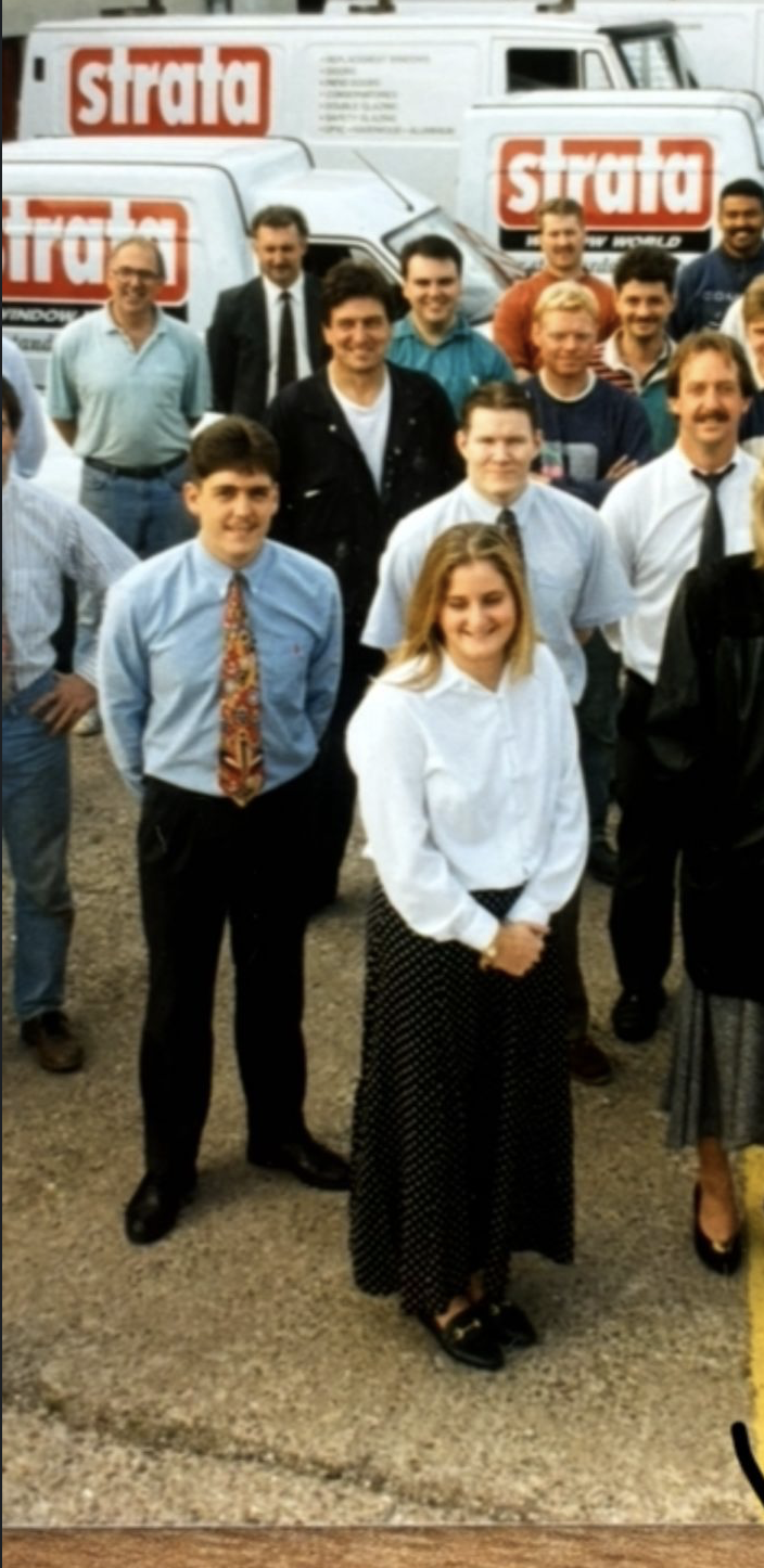 Strata Windows staff outside the showroom in 1990